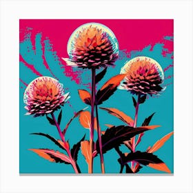 Andy Warhol Style Pop Art Flowers Globe Amaranth 1 Square Canvas Print