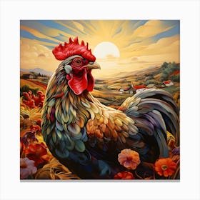 Rooster In The Field 7 Canvas Print