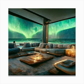 Aurora Borealis Over A Living Room Canvas Print