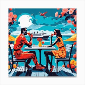 Couple At The Table 3 Canvas Print