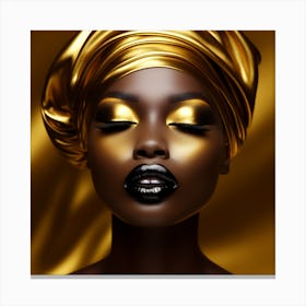 Black Woman With Gold Makeup 1 Canvas Print