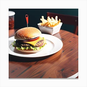 Hamburger On A Plate 20 Canvas Print