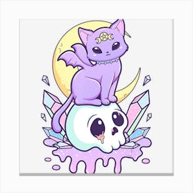 Trending Kawaii Pastel Goth Cute Creepy Witchy Cat And Canvas Print