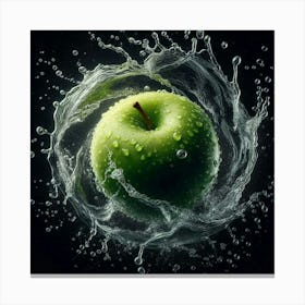 Apple Splashing Water Canvas Print