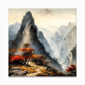 Chinese Mountains Landscape Painting (17) Canvas Print