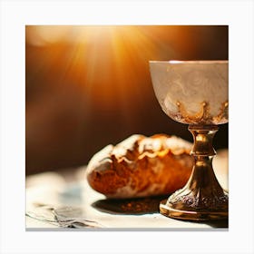 Holy Communion Chalice And Bread On An Altar Canvas Print