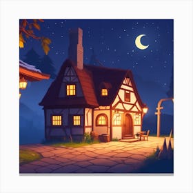 Village At Night Canvas Print