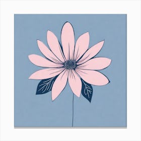 A White And Pink Flower In Minimalist Style Square Composition 696 Canvas Print