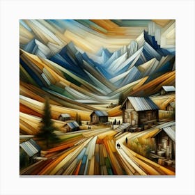 A mixture of modern abstract art, plastic art, surreal art, oil painting abstract painting art e
wooden huts mountain montain village 4 Canvas Print