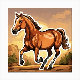 Horse Running In The Field Canvas Print