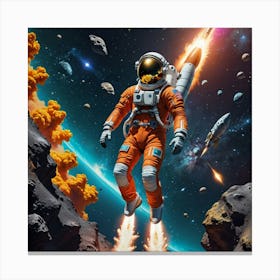 Cosmic Traveler: An Astronaut Among Stars and Planets Canvas Print