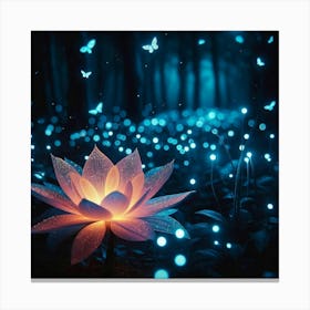 Lotus Flower With Butterflies Canvas Print