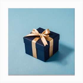 Gift Box On Blue Background Canvas Print