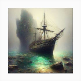 Ship In The Fog 1 Canvas Print