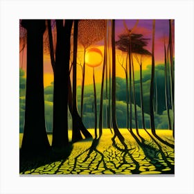 Sunset In The Forest Canvas Print