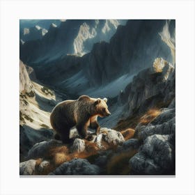 Grizzly Bear In The Mountains Canvas Print