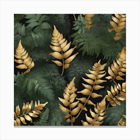 Golden and green leaves of fern Canvas Print