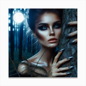 Sexy Woman In The Forest Canvas Print