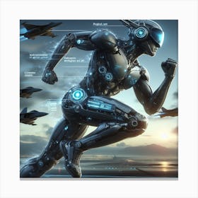 Futuristic Robot Running 4 Canvas Print