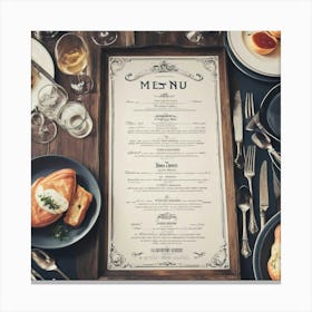 Menu For A Dinner Party Canvas Print