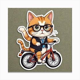 Sticker Of Cartoon Cat Drive A Bike Wearing A Eye Glass And Saying The Text I Am The Boss Canvas Print