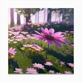 Daisies In The Forest Canvas Print