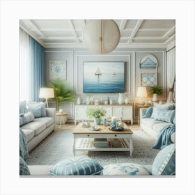 Blue Living Room Canvas Print