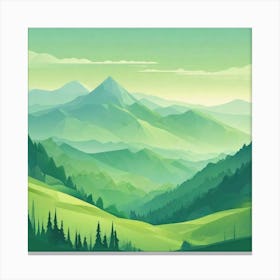 Misty mountains background in green tone 45 Canvas Print