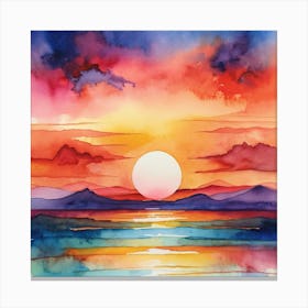 Watercolor Sunset Canvas Print