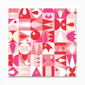 Pink And White Geometric Abstract Canvas Print