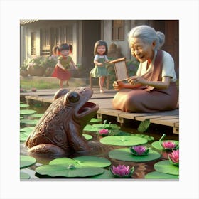 Frog In Water 1 Canvas Print