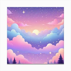 Sky With Twinkling Stars In Pastel Colors Square Composition 159 Canvas Print
