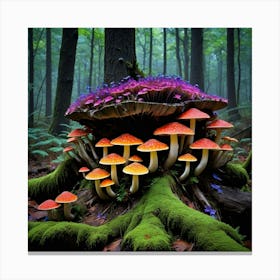 Magic in the Underwood Mushrooms In The Forest Canvas Print