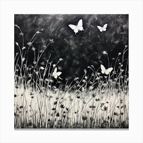 Black And White Butterfly Painting Canvas Print