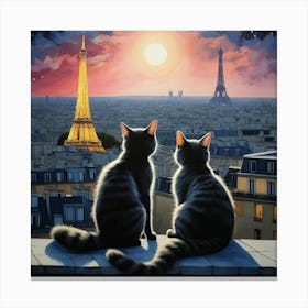 Cats In Paris Canvas Print