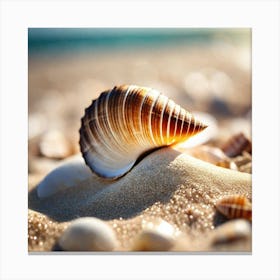 Seashell On The Beach 1 Canvas Print