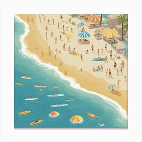 Illustration Of A Beach Scene 5 Canvas Print