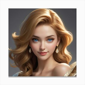 Beautiful Woman With Blue Eyes Canvas Print