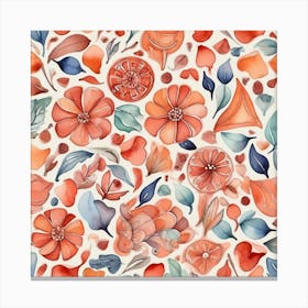 Watercolor Floral Pattern art print Canvas Print