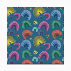 colorful rainbows with blue background Canvas Print