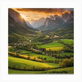 Dolomite Valley At Sunset Canvas Print