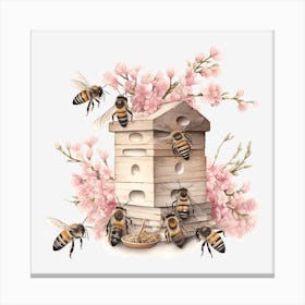 Bees And Blossoms Canvas Print