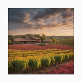 Sunset At The Vineyard Canvas Print