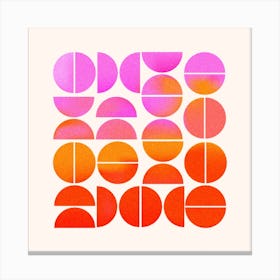 Playful Gradient Pink And Orange Circles Canvas Print