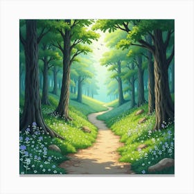 Mystical Path Leading To A Hidden Glade, Watercolor 1 Canvas Print