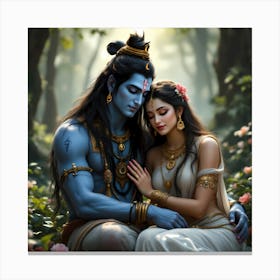 Lord Siva Parvathi Canvas Print