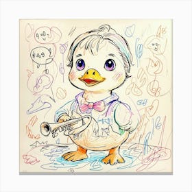 Duck With Trumpet 1 Canvas Print