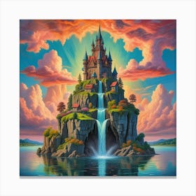 Enchanted Heights The Castle Of Cascading Waters (4) Canvas Print