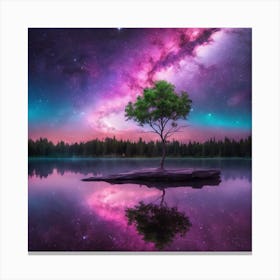 Lone Tree In The Night Sky Canvas Print