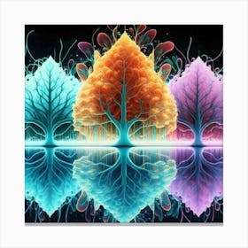 Three Colorful Trees in neon colors 13 Canvas Print